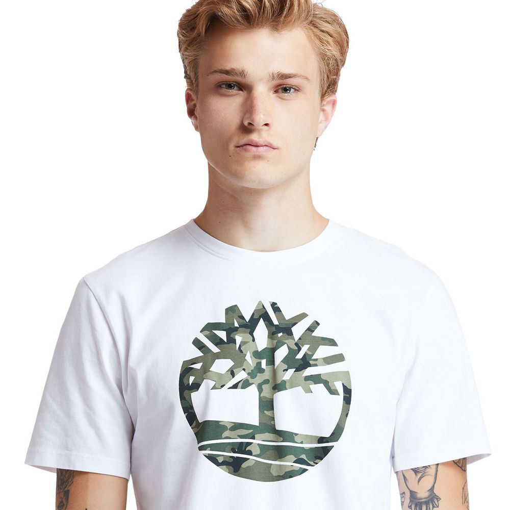 Timberland Μπλουζάκια Ανδρικα Ασπρα - Kennebec River Tree-Logo - Greece 2850437-RN